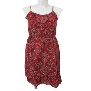 Old Navy Women's Red Paisley Bandana Print Dress - Size L